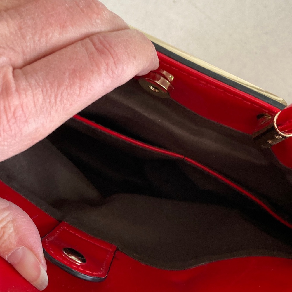 VTG Red Leopard Patent Print 2-1 Bag - Picture 6 of 12